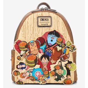 Loungefly One Piece Group Portrait Wood Grain Mini Backpack